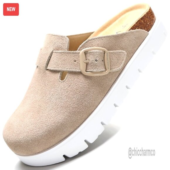 Shoes - Genuine Suede Platform Clogs, Arch Support Mules, Women's Size